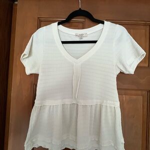 White V-Neck Women's Top